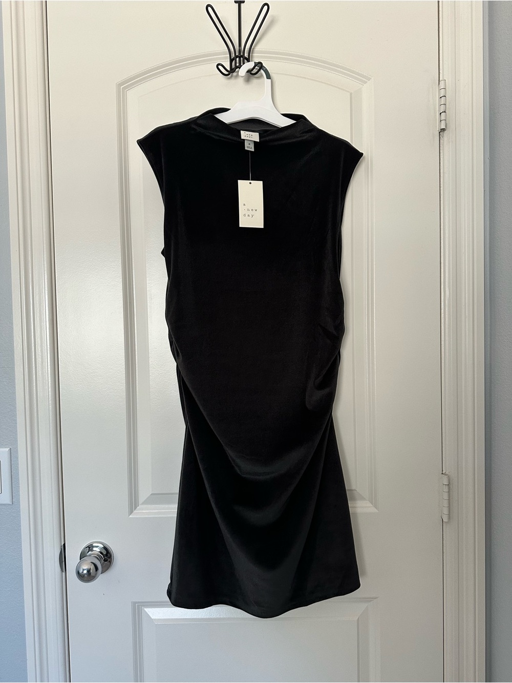 Black Velvet Mock Neck Women’s Dress